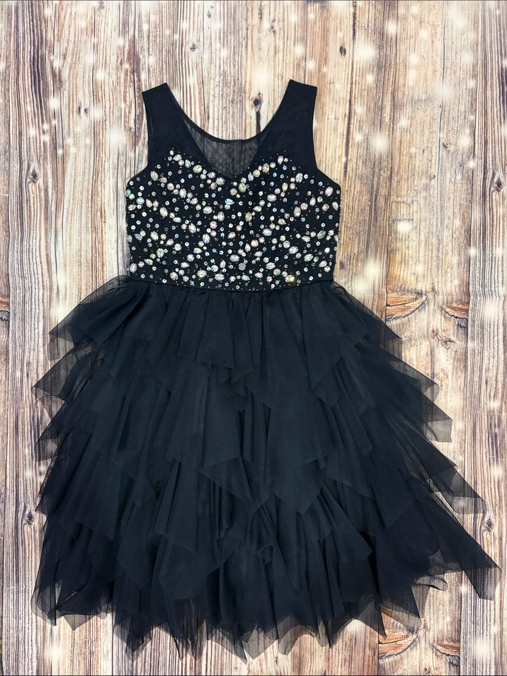 Navy blue Beaded Tulle Party Dress